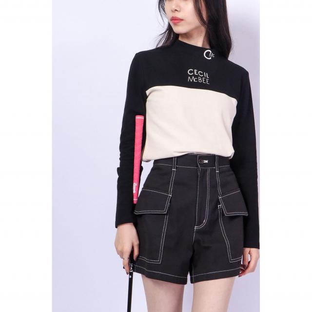 バイカラーモックネックLS