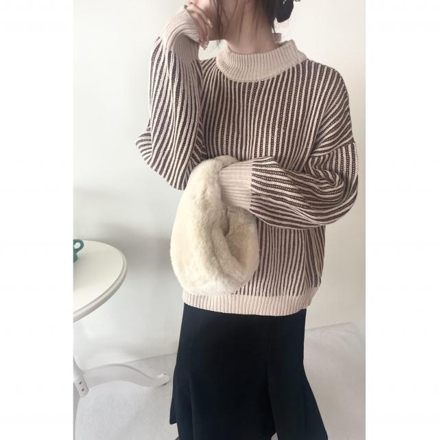 ストライプ柄プルオーバー