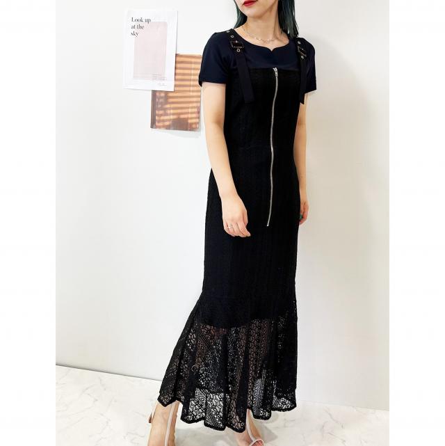 レースZIPマーメイドジャンパースカート