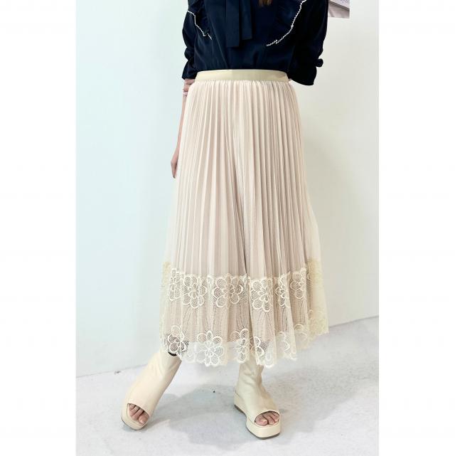 チュールレースｘポンチリバーシブルスカート