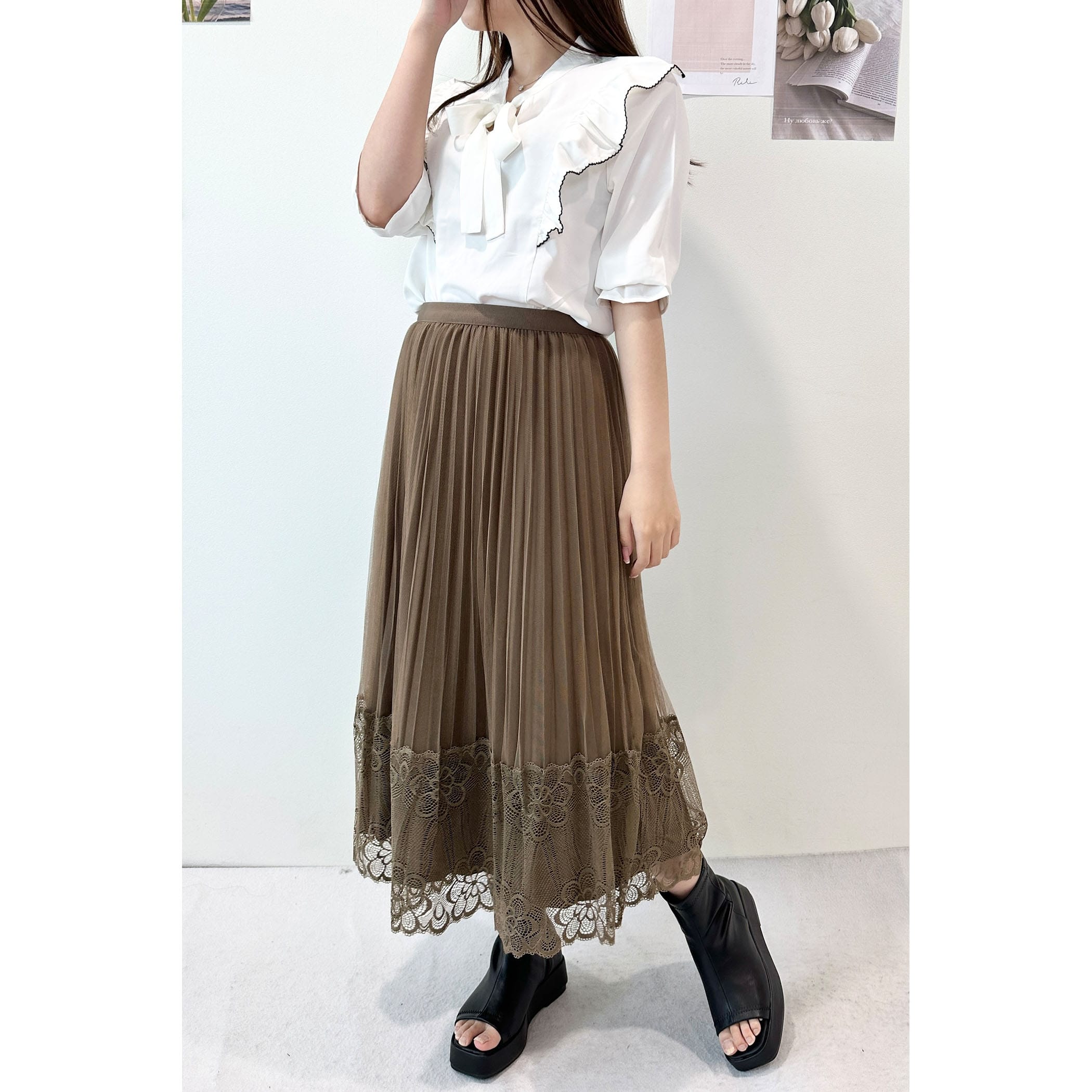 チュールレースxポンチリバーシブルスカート