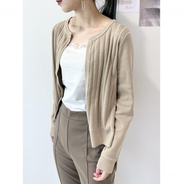 ソフトタッチミラノリブロールテープカーディガン