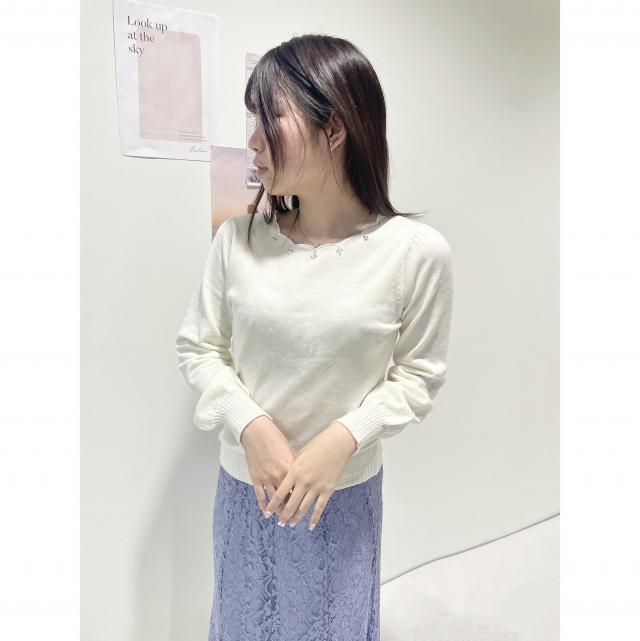 ウォッシャブル　スカラップビジュープルオーバー