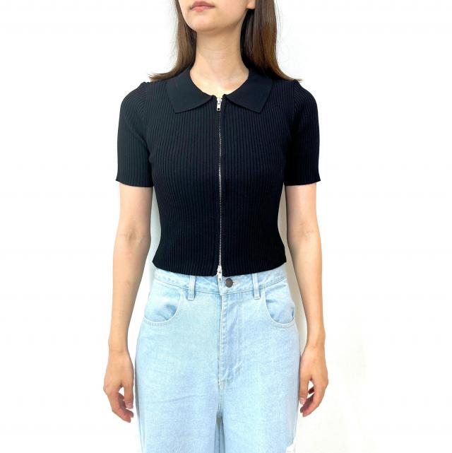 ダブルZIP衿付きカーディガン