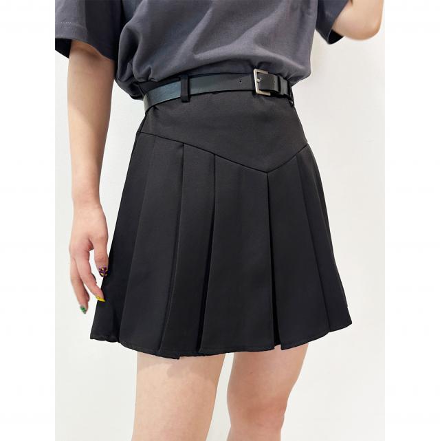 ベルト付きプリーツスカパン