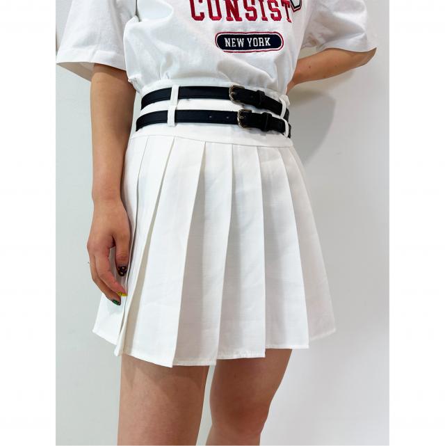 ダブルベルトプリーツスカパン