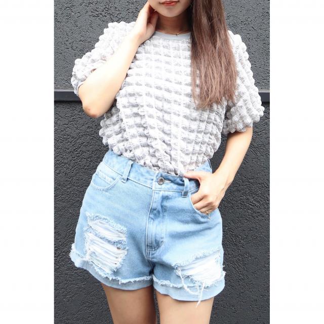 ダメージデニムショートパンツ