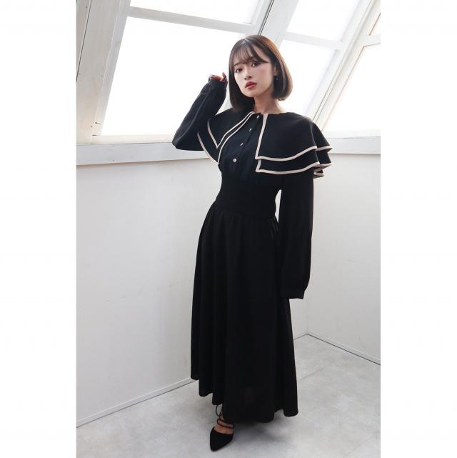 ケープカラーワンピース