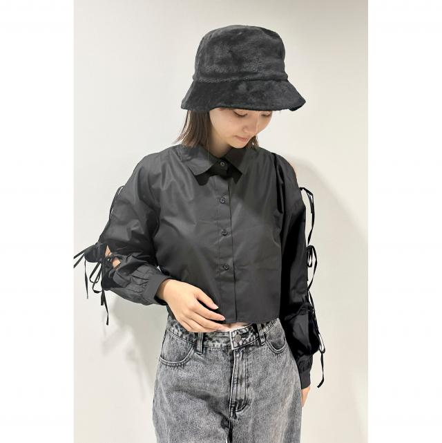 袖リボンショートシャツ