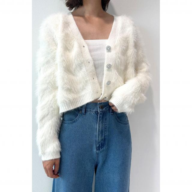 ビジュー釦付きカーディガン
