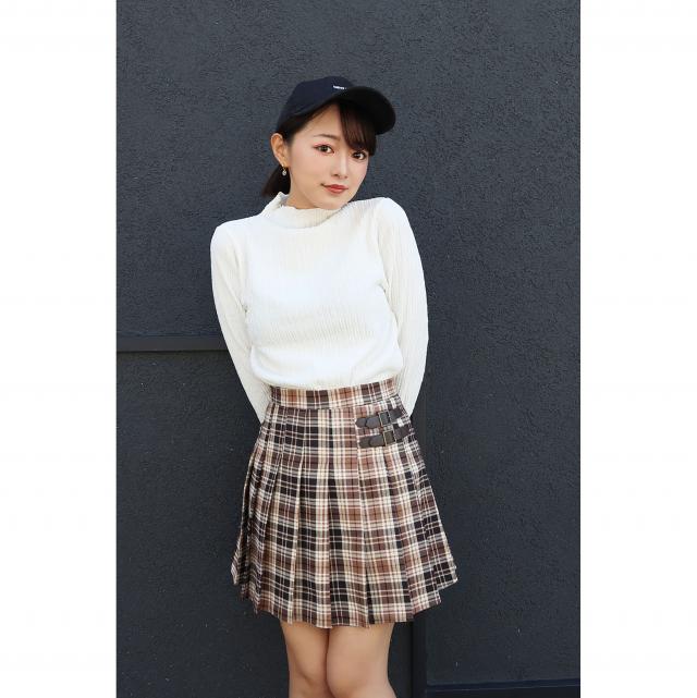 チェックプリーツミニスカート