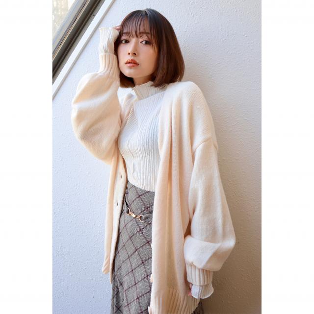 モヘアタッチVネックカーディガン