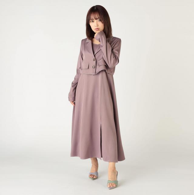 ショートジャケットｘフレアキャミワンピースセットアップ