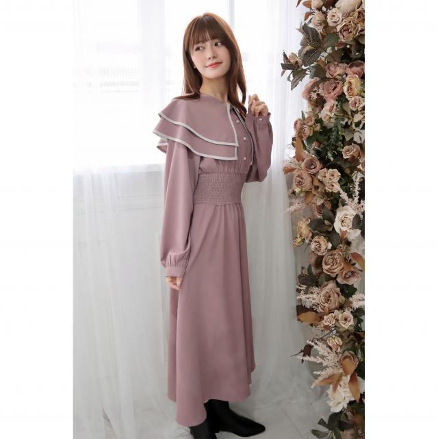 ケープカラーワンピース