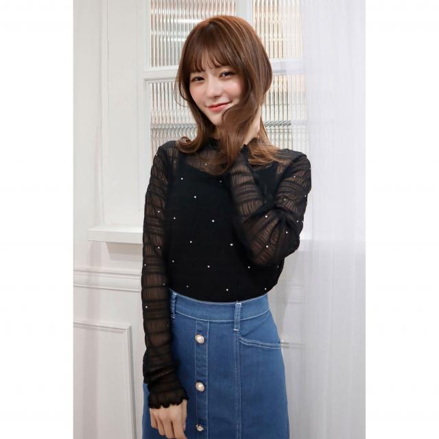 シャーリングパワーネット　ジルコンメロートップス