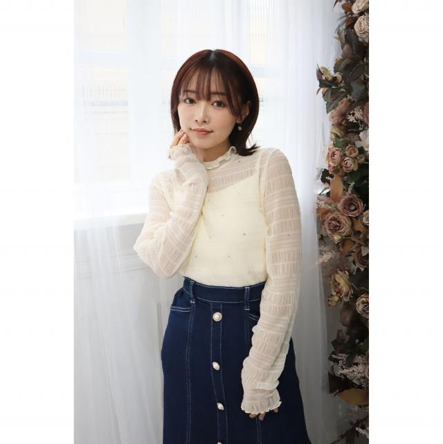 シャーリングパワーネット　ジルコンメロートップス