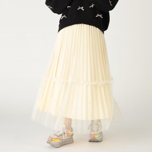 チュールパール付きティアードスカート