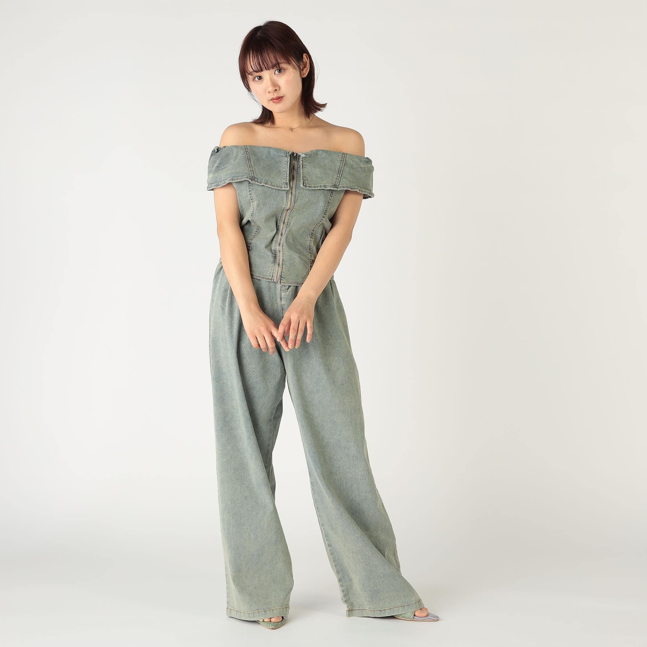 ストレットデニム オフショルセットアップ