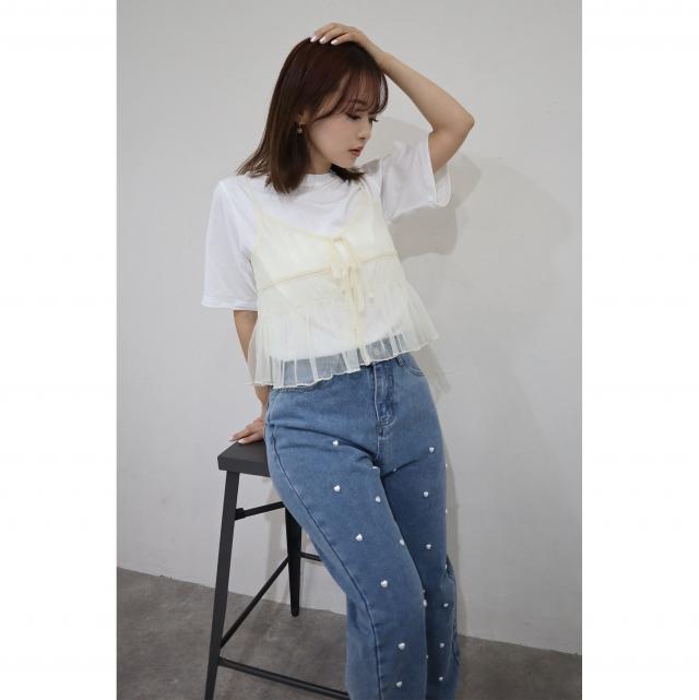 チュール２WAYシャーリングビスチェ