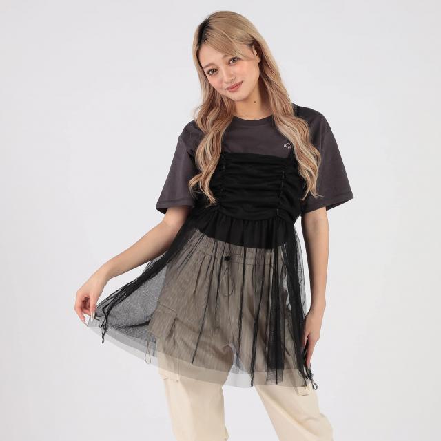 ドロストバックリボン　キャミチュニック