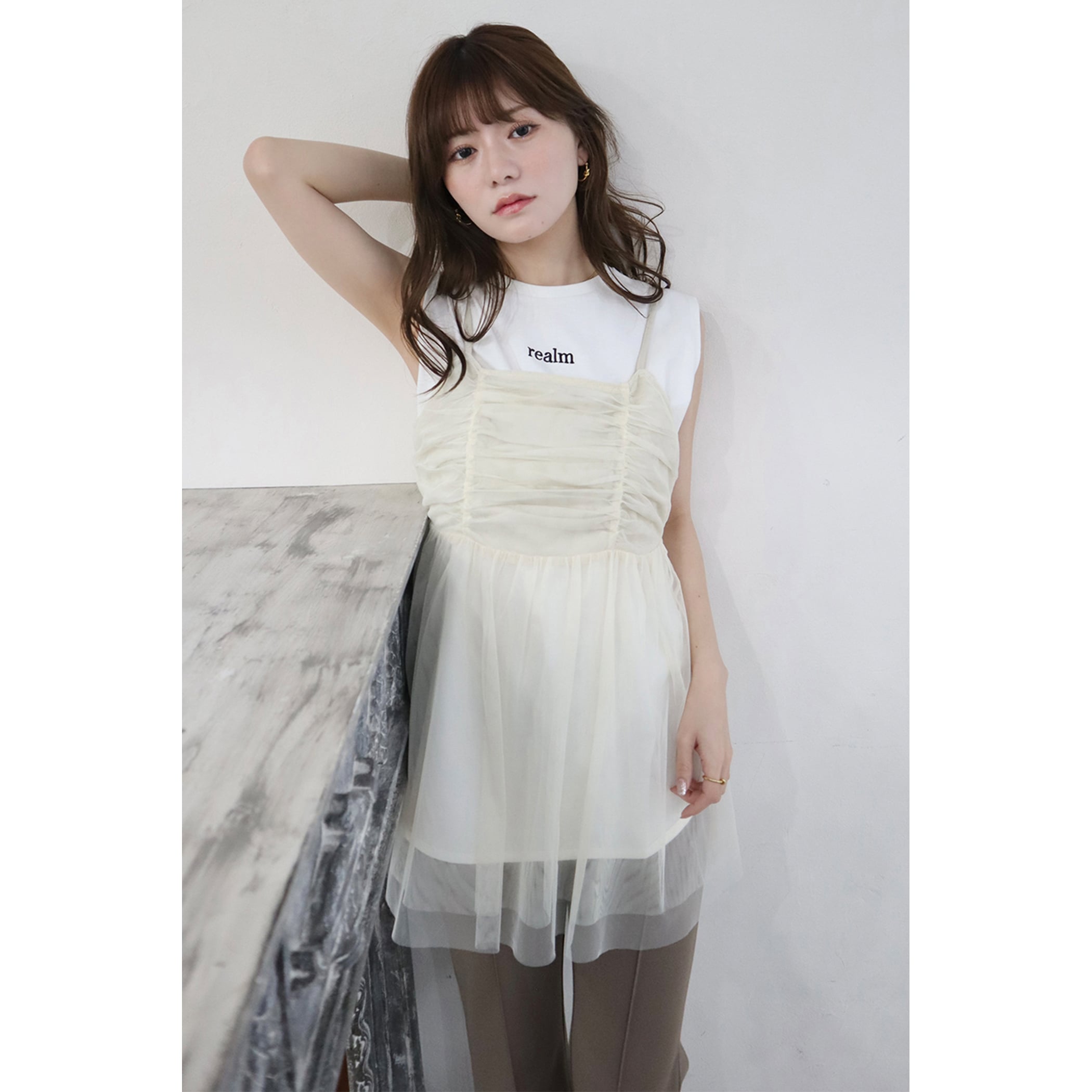 ドロストバックリボン キャミチュニック