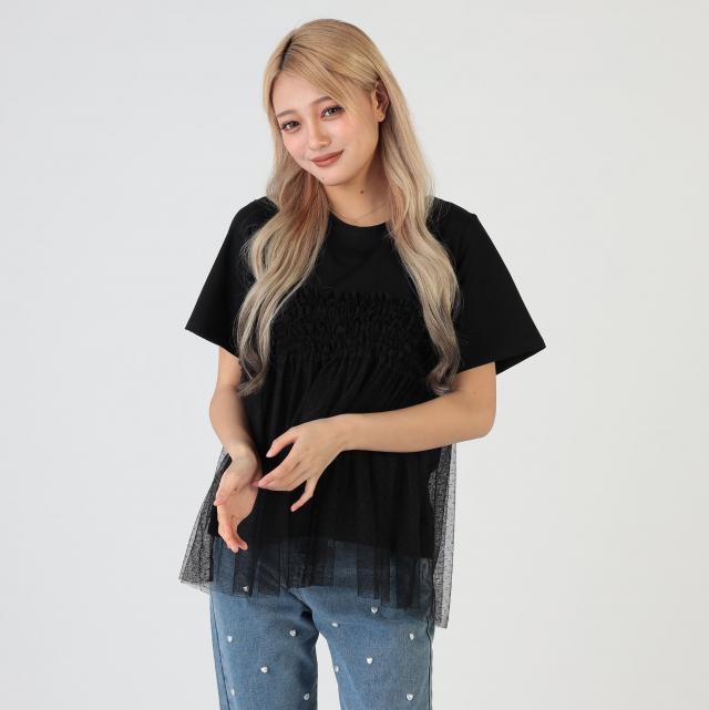 チュールｘポンチ　プルオーバー