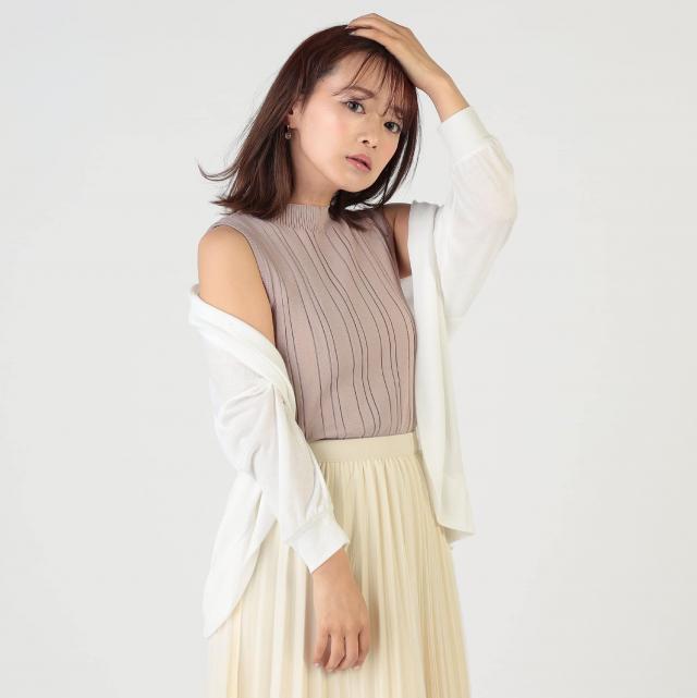 UV加工　前立てリブカーディガン