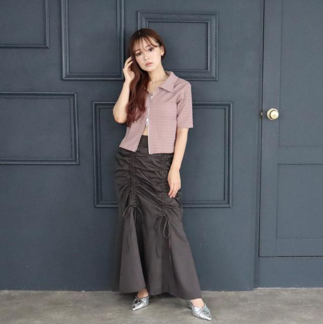 フロントダブルリボンギャザースカート