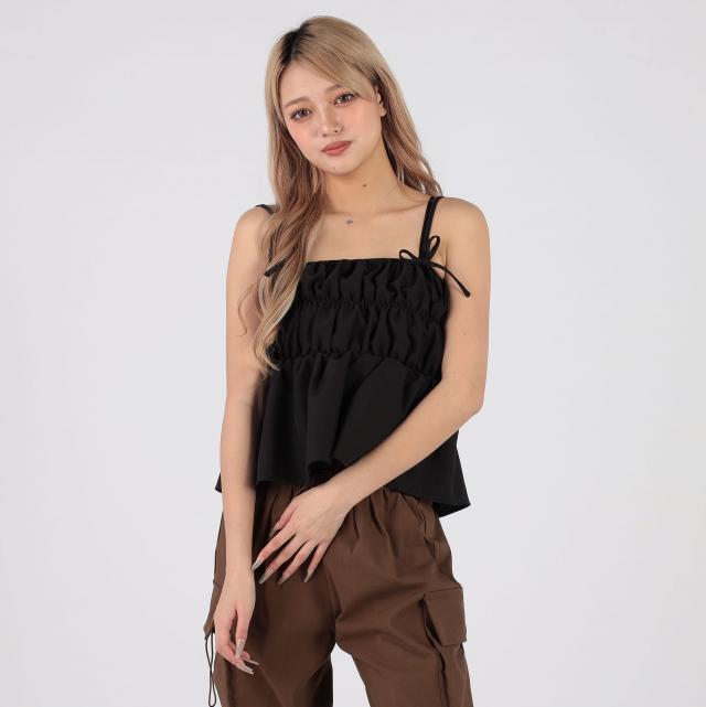 ギャザーリボンキャミソールビスチェ