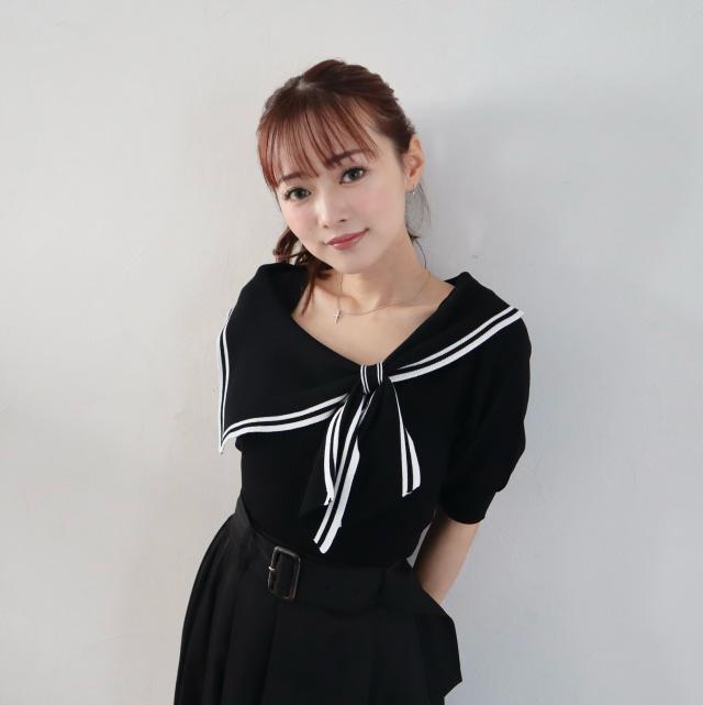 接触冷感　アシメリボン配色プルオーバー