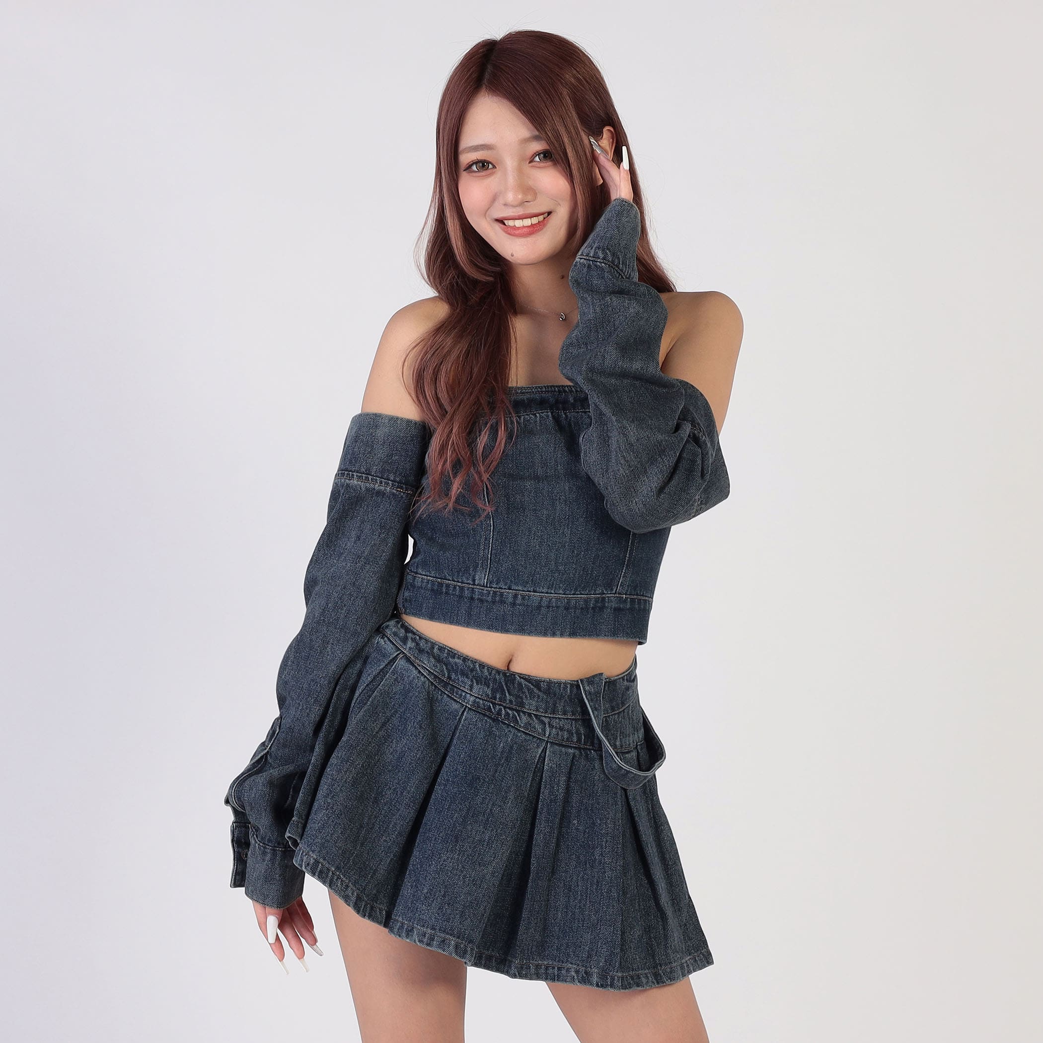 デニムビスチェxミニスカートSET