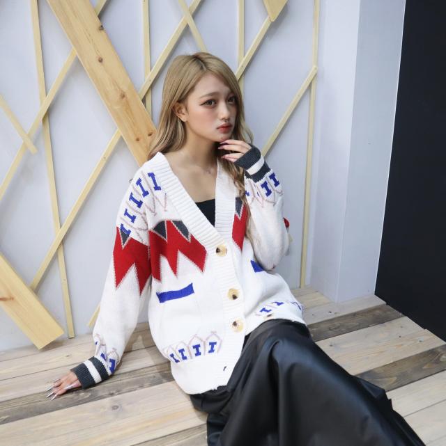 ジャガードニットカーディガン