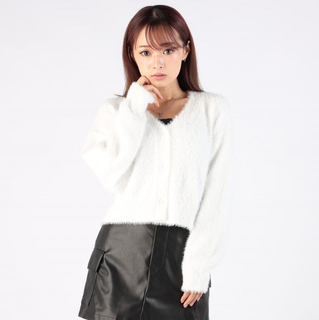 フェザーニットVネックカーディガン