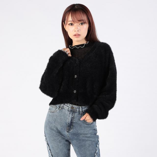 フェザーニットVネックカーディガン