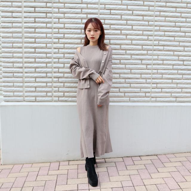 スポンジニットカーディガンｘワンピＳＥＴ
