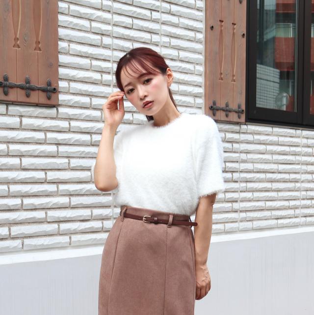 フェザーニット半袖プルオーバー