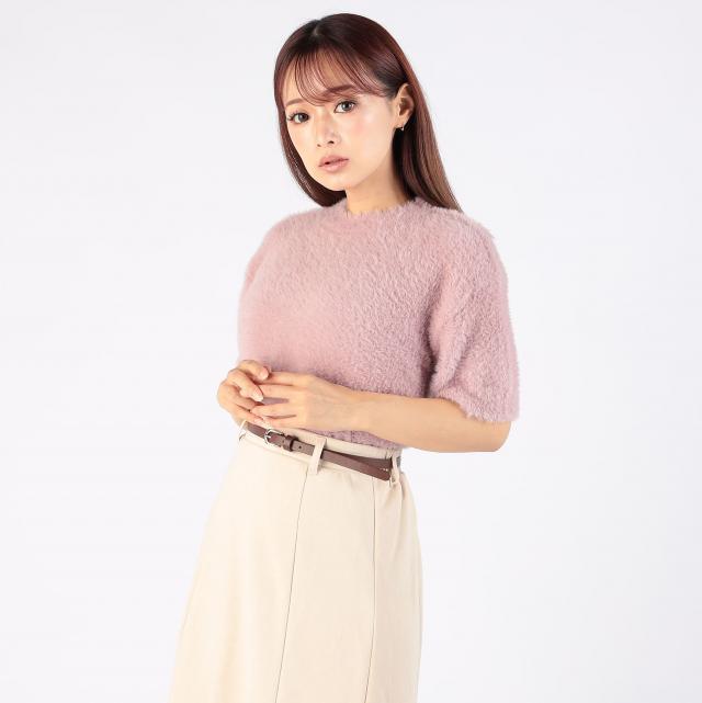 フェザーニット半袖プルオーバー