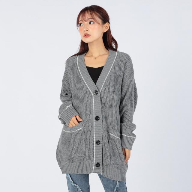 ライン入りカーディガン