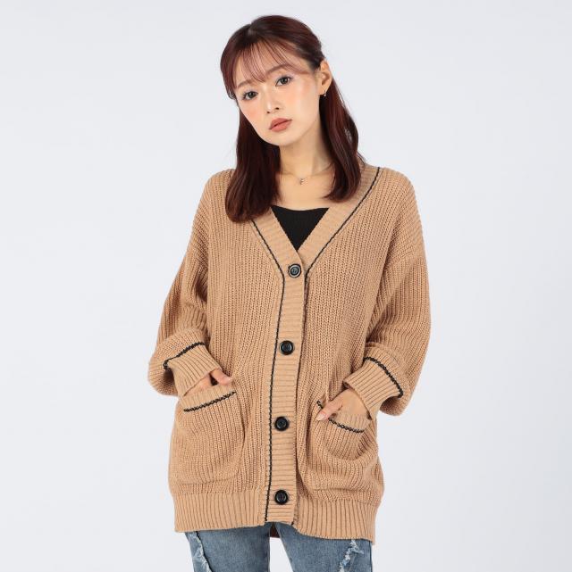 ライン入りカーディガン