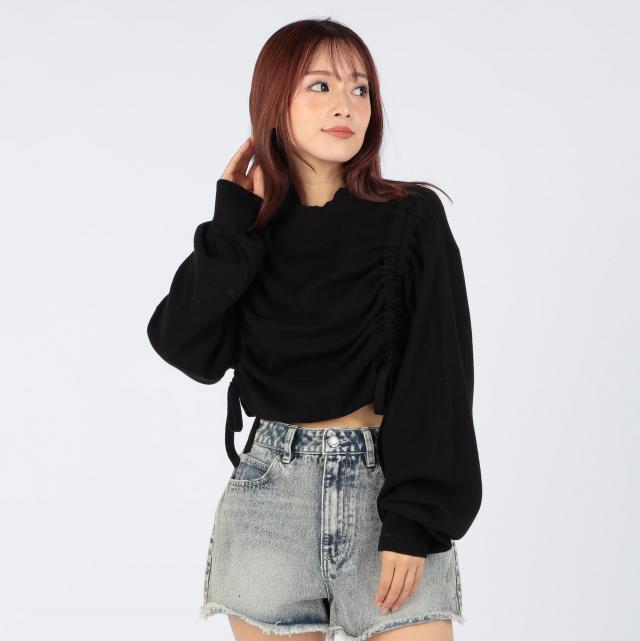 ミラノリブハイネックドロストショート丈ニット