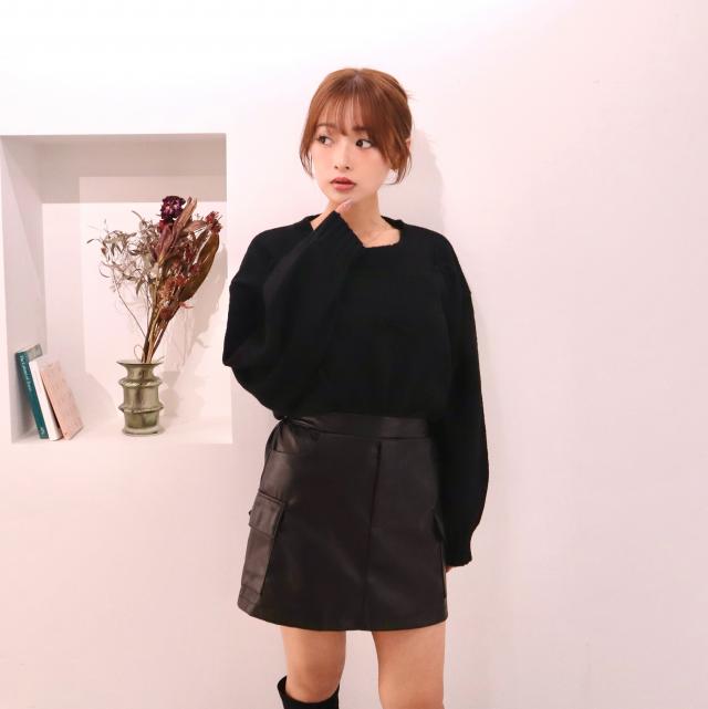 モヘアタッチリボン付きニットトップス