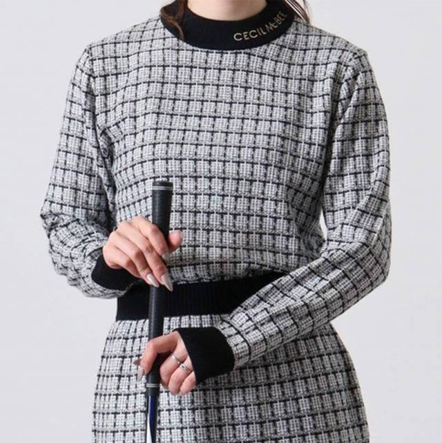 ツイードニットモックネック