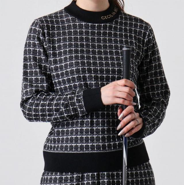 ツイードニットモックネック