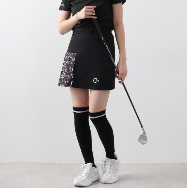 切り替えプリントプリーツスカート