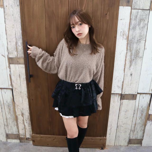 バタフライバックルティアードミニスカート