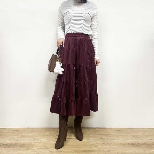 リボン付きティアードスカート