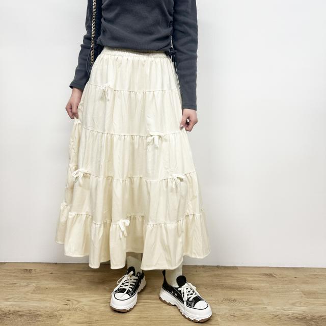リボン付きティアードスカート