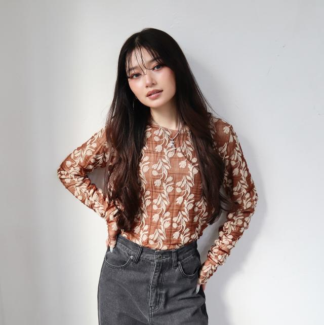 裏地付きシアージャガードフィンガーホールトップス