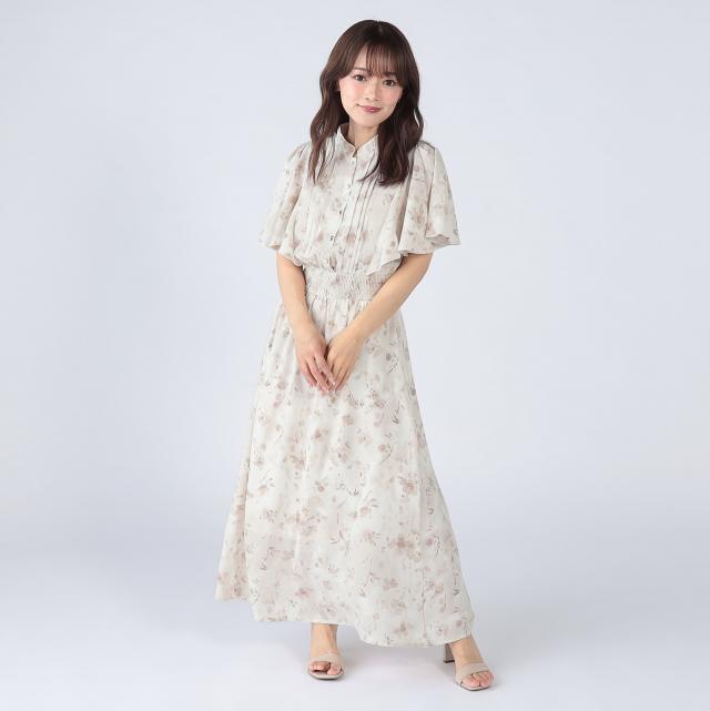 フレア半袖ピンタックワンピース