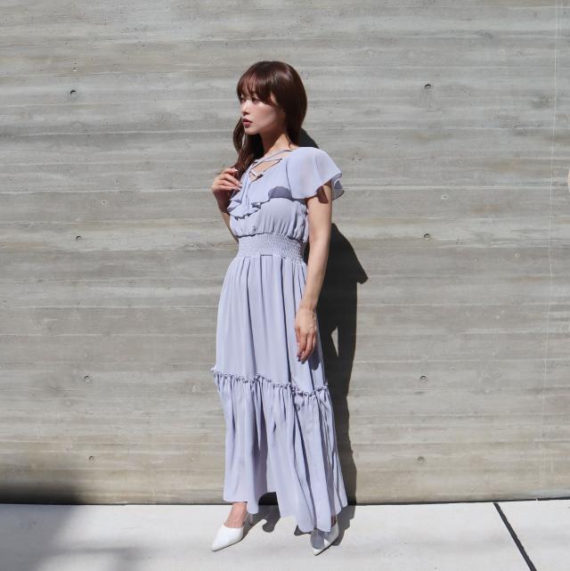 フリルティアードワンピース